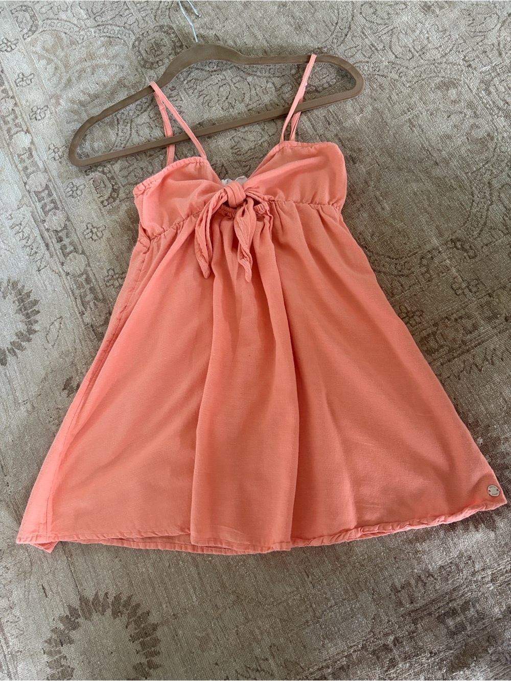 Roxy Coral Tie-Front Mini Dress